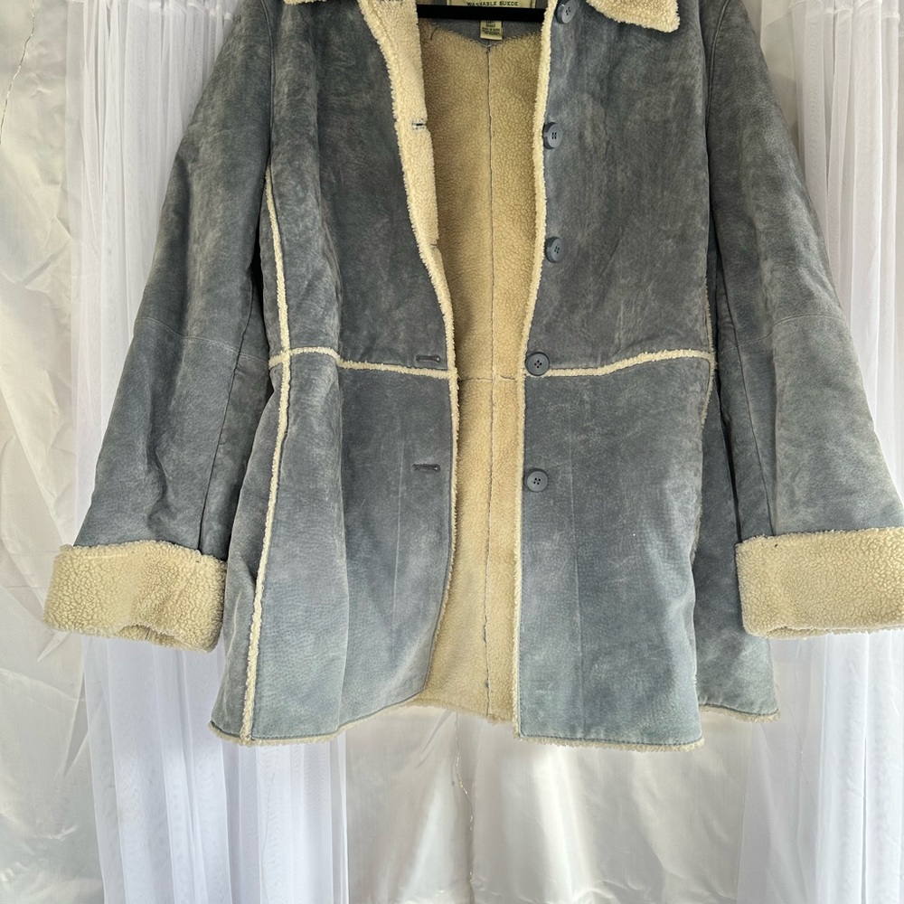 St. John's Bay Light Blue and Cream Teddy Jacket